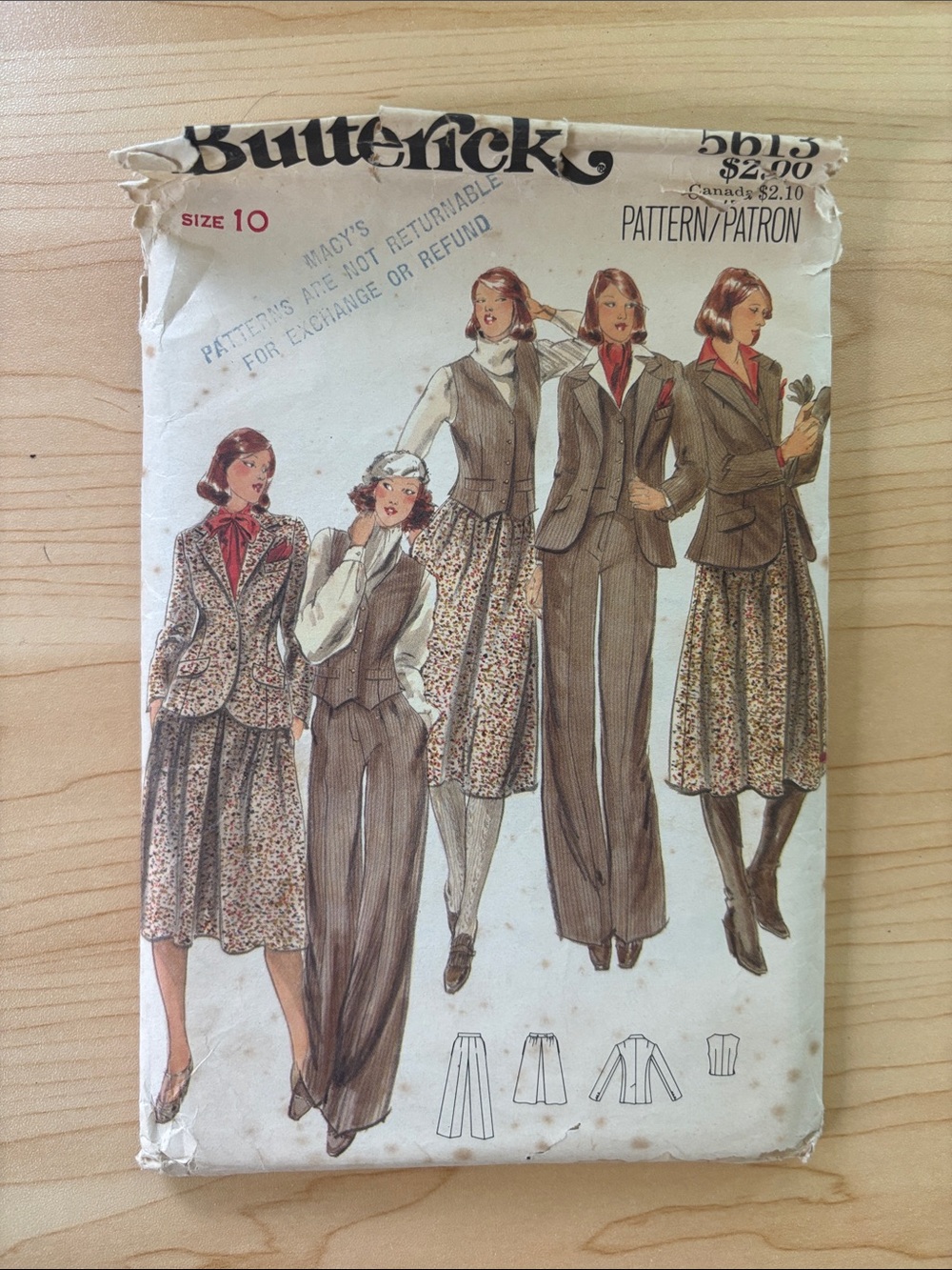 Butterick #5613 Tailored Blazer, Vest & Skirt/Trousers Pattern